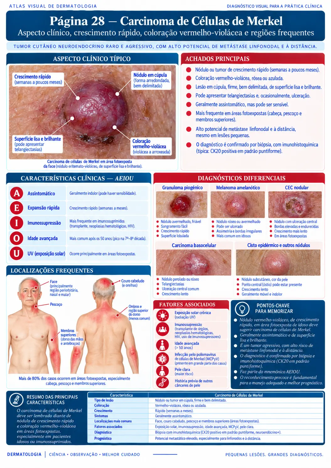 Página do ATLAS VISUAL DE CÂNCER DE PELE: Carcinoma de Células de Merkel