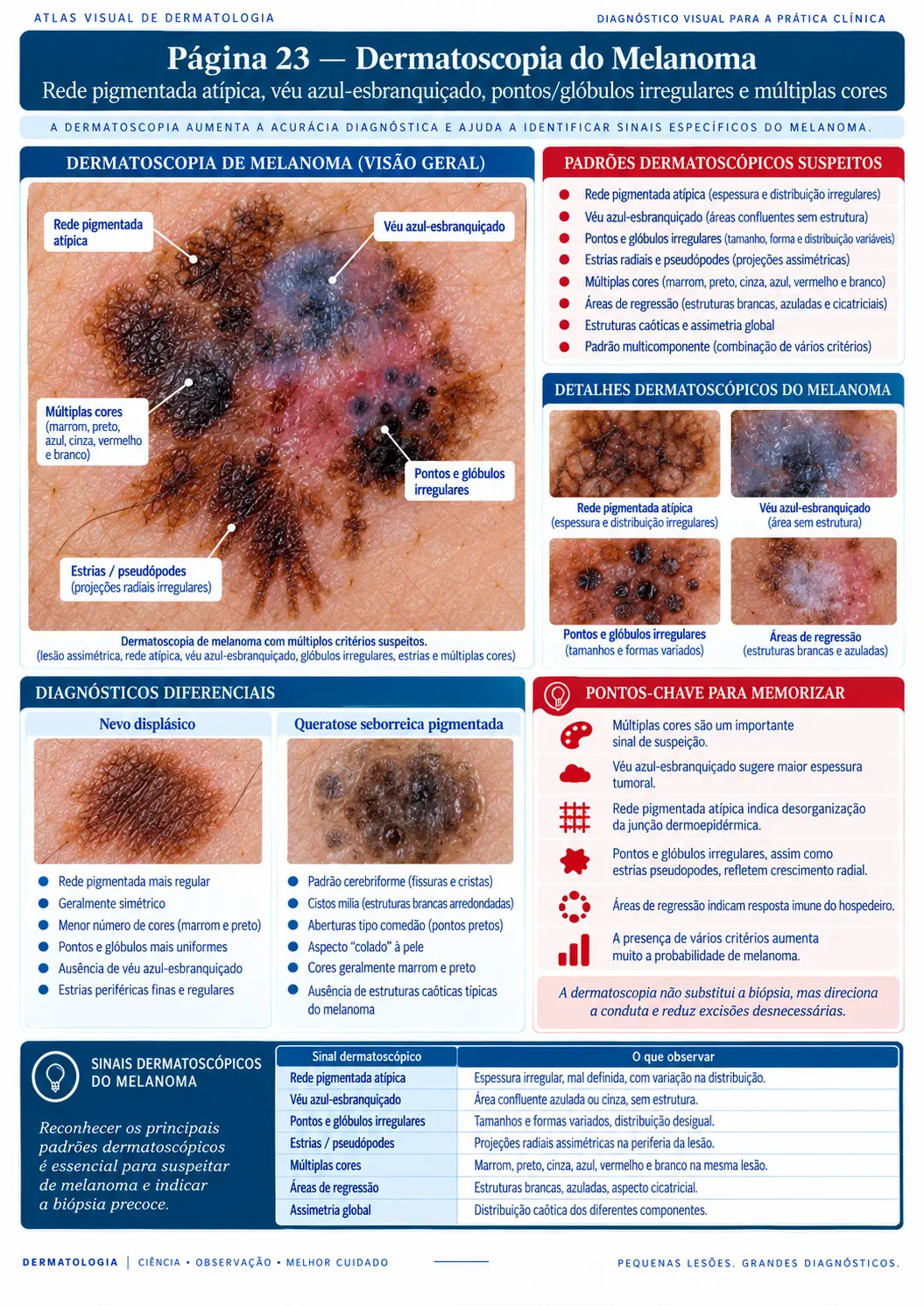 Página do ATLAS VISUAL DE CÂNCER DE PELE: Dermatoscopia do Melanoma